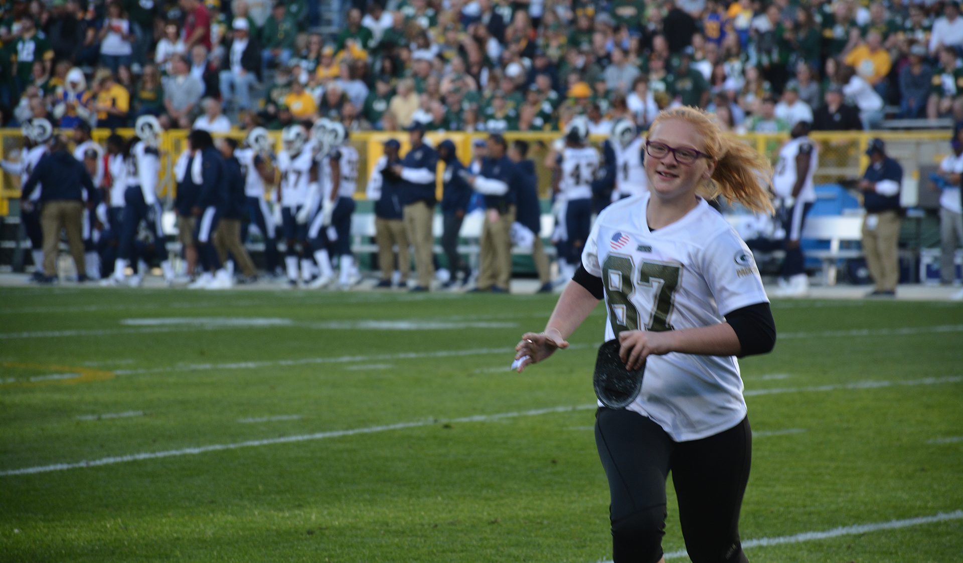 HSSD’s Hannah DeMille was Kickoff Kid for Packers-Rams game