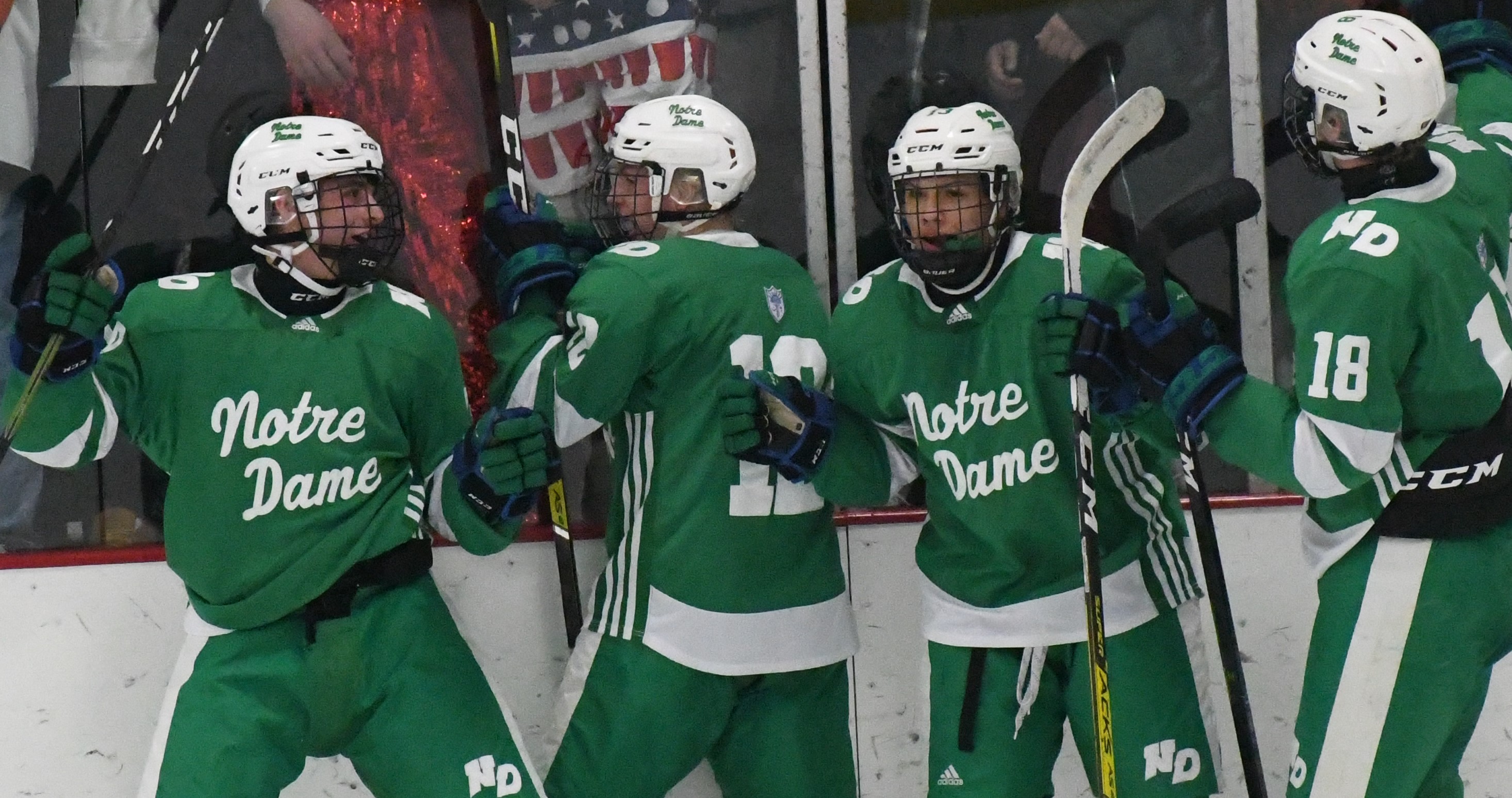 hockey team with green jerseys