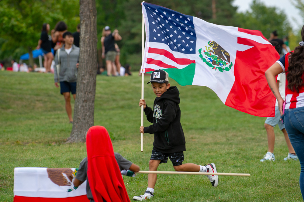 A child with a flag 