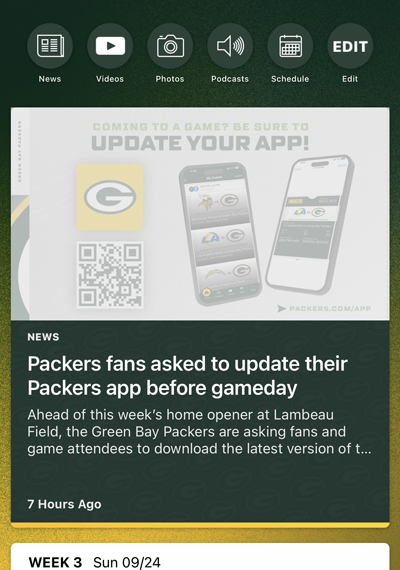 Packer fans asked to update Packers app before home opener