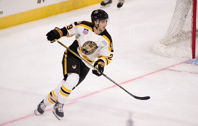 Green Bay Gamblers player Julian Lutz, from Germany, came in big for his team on Saturday, Nov. 18 in their game against the Madison Capitols, despite their 4-3 loss. Cormac McInnis photo