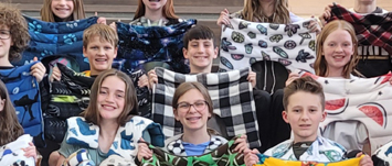 Students with their blankets